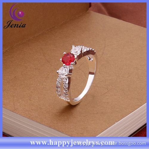 High quality red zircon women wedding ring 925 silver plated custom ring ( CR401)